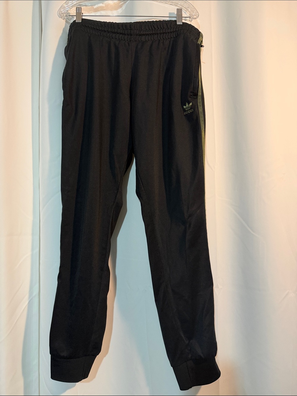 adidas Black Joggers with Green Side Stripe B4